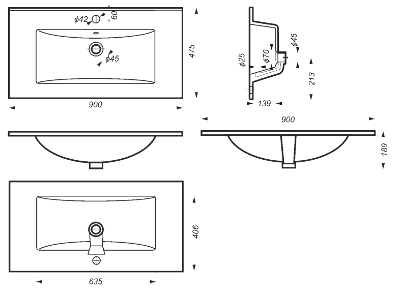 Мебельная раковина Sanita luxe Quadro 90 QDR90SLWB01 - 7
