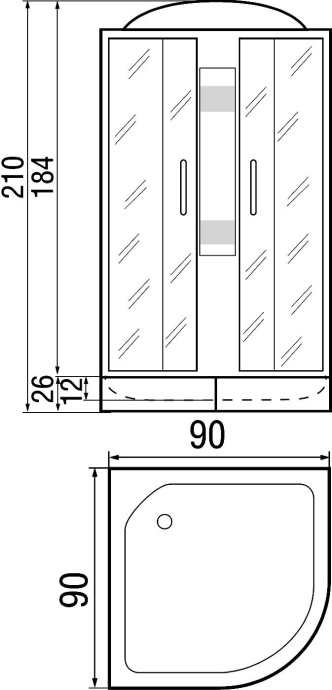 Душевая кабина с поддоном River Nara 90/24 MT  10000000171 - 2