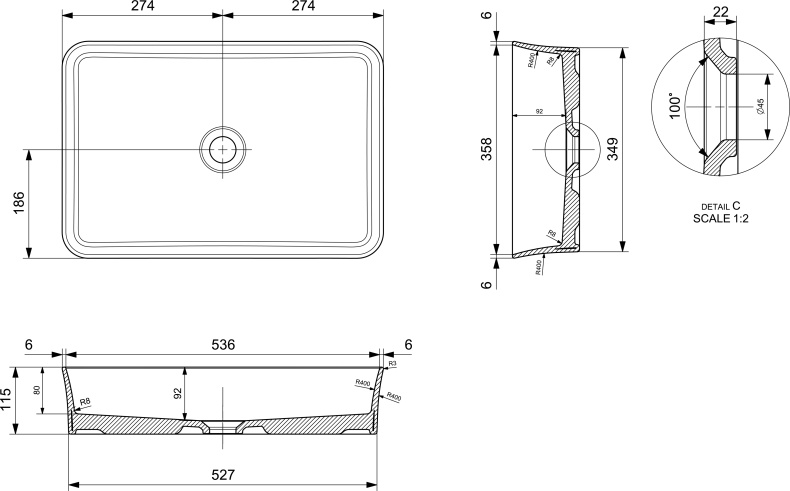 Тумба с раковиной STWORKI Берген 100 серая с темной столешницей, Bocchi Sottile 1476-001-012 566878 - 9