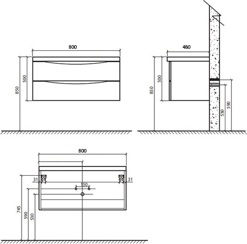 Мебель для ванной BelBagno Ancona-N 80 rovere more подвесная - 2