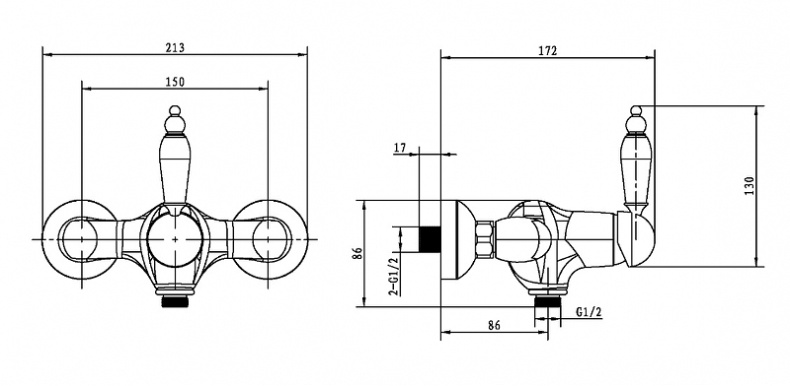 Смеситель для душа Boheme Medici бронза с черным Swarovski 304-BSW - 2