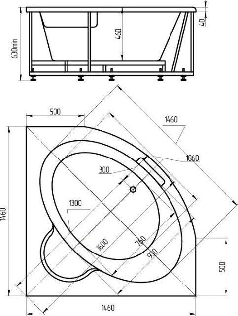 Акриловая ванна 146x146 см Aquatek Калипсо KAL146-0000045, белый - 1