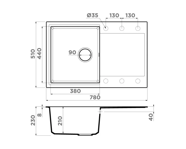 Мойка кухонная Omoikiri Daisen Tetogranit/белый  4993522 - 1
