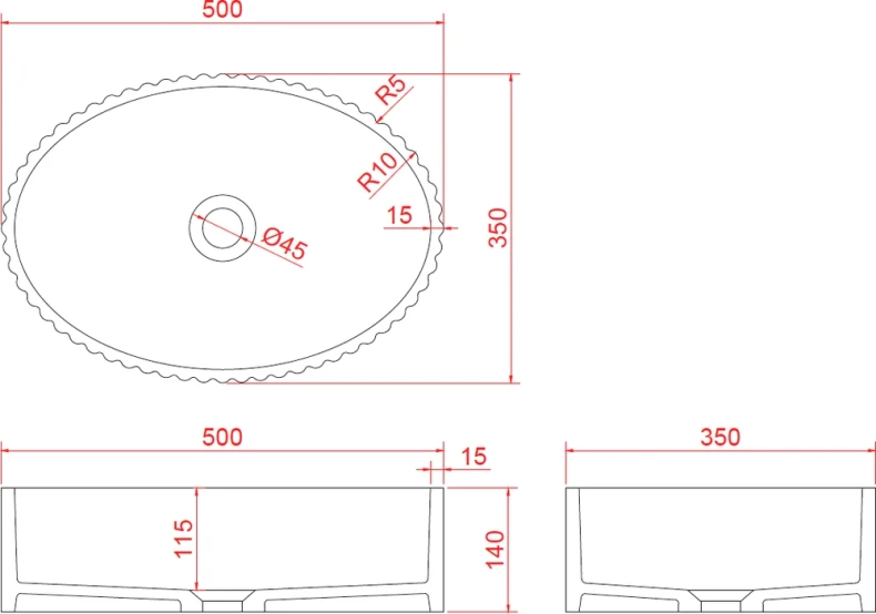 Раковина накладная Armadi Art Canale 50 глянец золото 878-G - 5