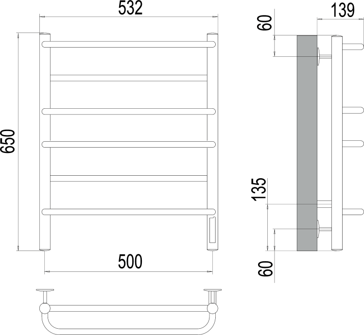Электрический полотенцесушитель Terminus Евромикс П6 500x650 Хром 4670078531278 - 2