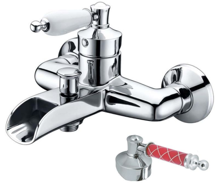 Смеситель для ванны Boheme Vogue хром с красным 223-MR-R - 0