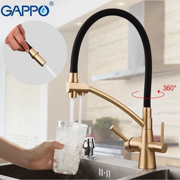 Смеситель для кухни Gappo бронза с черным G4398-1 - 2