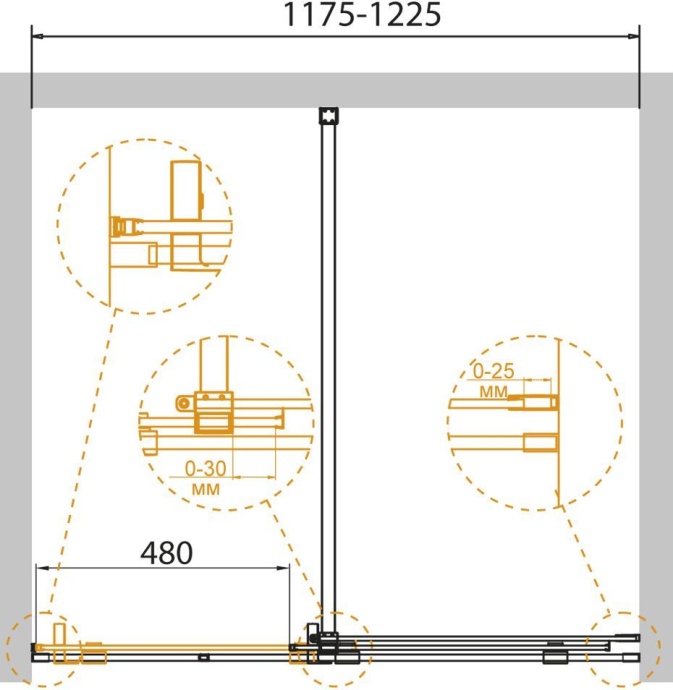 Душевая дверь в нишу Cezares Stream BF 1 120 C Cr STREAM-BF-1-120-C-Cr - 2