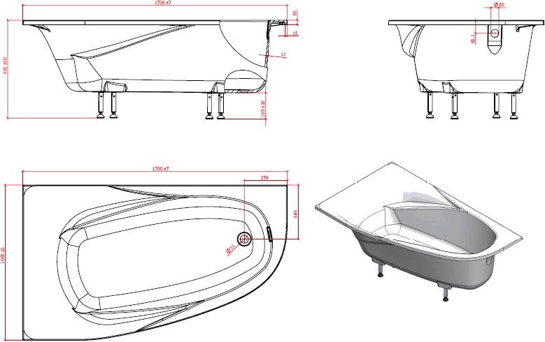 Ванна из искусственного камня Астра-Форм Селена 170x100 L 01010039 - 6