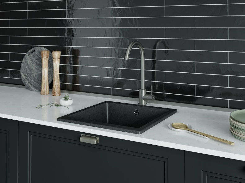 Смеситель для кухни STWORKI by Damixa HSTW07000 никель, однорычажный, с поворотным изливом, с аэратором, матовый - 1