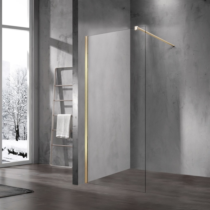 Душевая перегородка Vincea Walk-In 70х200 профиль золото стекло прозрачное  VSW-1H700CLG - 0