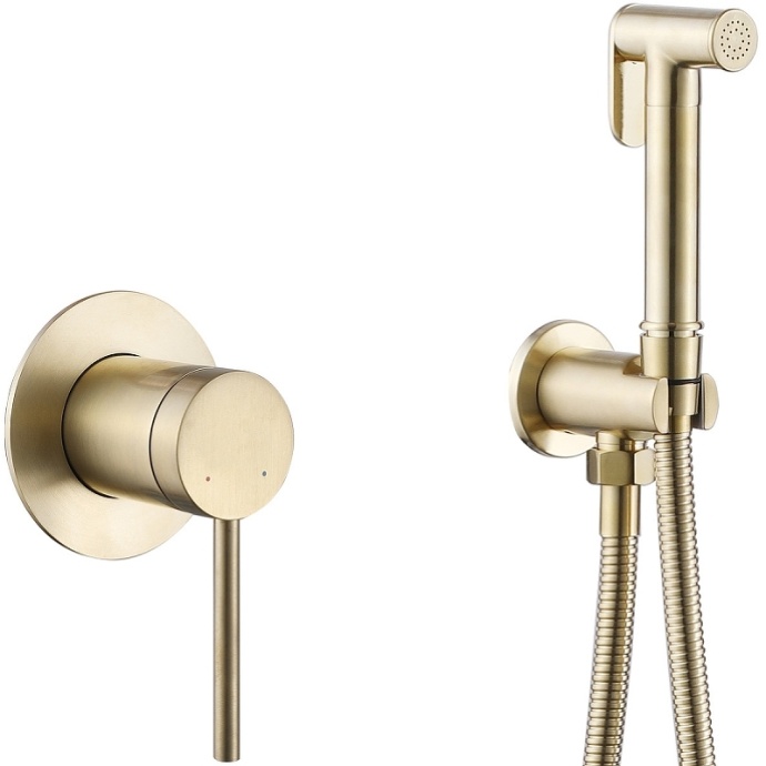 Гигиенический душ со смесителем Abber Emotion золото матовое AF8825G - 0