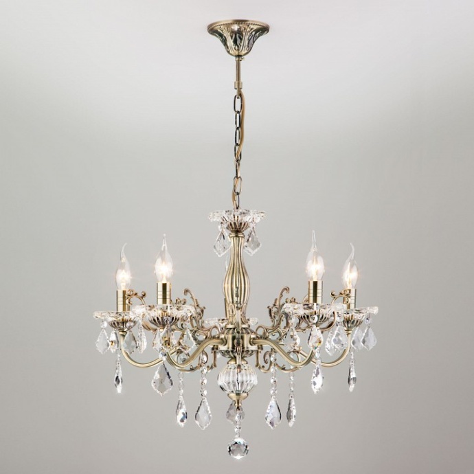 Подвесная люстра Eurosvet Elisha 3281/5 античная бронза/прозрачный хрусталь Strotskis - 4