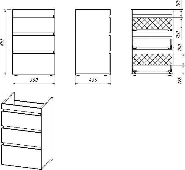 Тумба с раковиной Misty Фостер 120 напольная, под стиральную машину - 6
