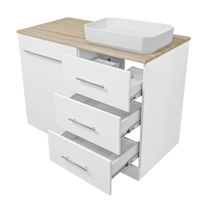 Тумба под стиральную машину Misty Респект 120 белая - светлое дерево Э-Рес01120-13ЯП - 3