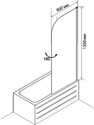 Шторка на ванну Agger A02 080TCR 80х140, стекло прозрачное A02-080TCR - 2