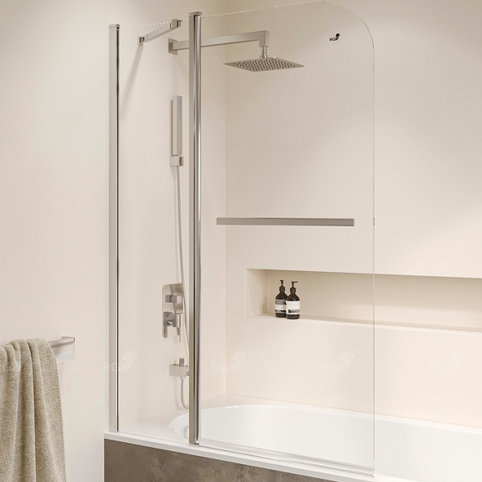 Шторка на ванну RGW 100х150 хром стекло прозрачное 03111210-11 - 0