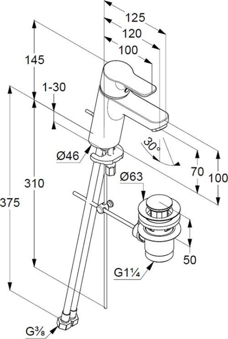 Смеситель Kludi Pure&Easy 373820565 для раковины - 4