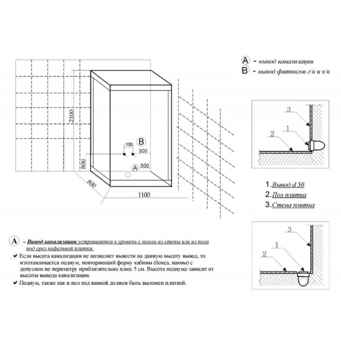 Душевая кабина Frank 100х80 правая F-1000R - 1