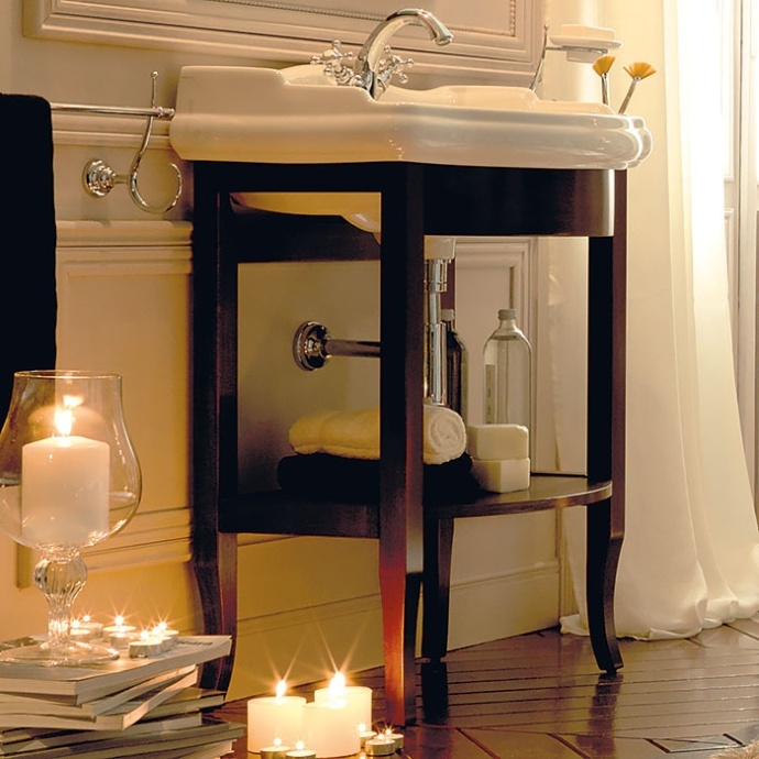 Тумба для комплекта Kerasan Retro с полкой, орех 735040 - 1