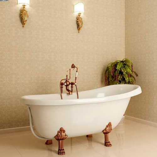 Ванна из искусственного камня Фэма Салерно белая, ножки бронза САЛЕРНО-BR - 2