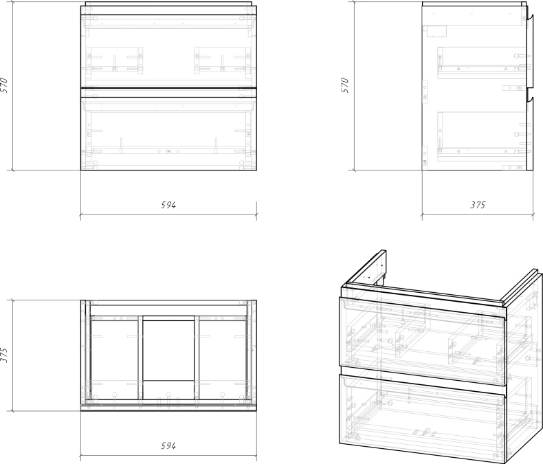 Тумба для комплекта Cersanit Moduo slim 60 SB-SZ-MOD-MO60Sl/Wh - 1