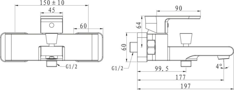 Смеситель BelBagno Terra TER VASM CRM для ванны TER-VASM-CRM - 1