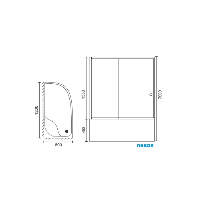 Душевой уголок Royal Bath 120x80 L профиль черный стекло матовое RB8120BK-C-BL-L - 3