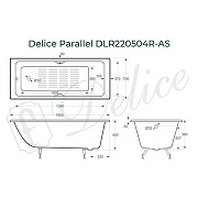 Чугунная ванна Delice Parallel 150x70 DLR220503RB-AS с черными матовыми ручками с антискользящим покрытием DLR220504RB-AS - 6