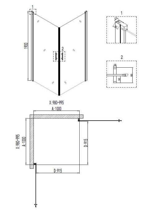 Душевой уголок Niagara Nova NG-6604-08 100x100, квадратный 66040811 - 2