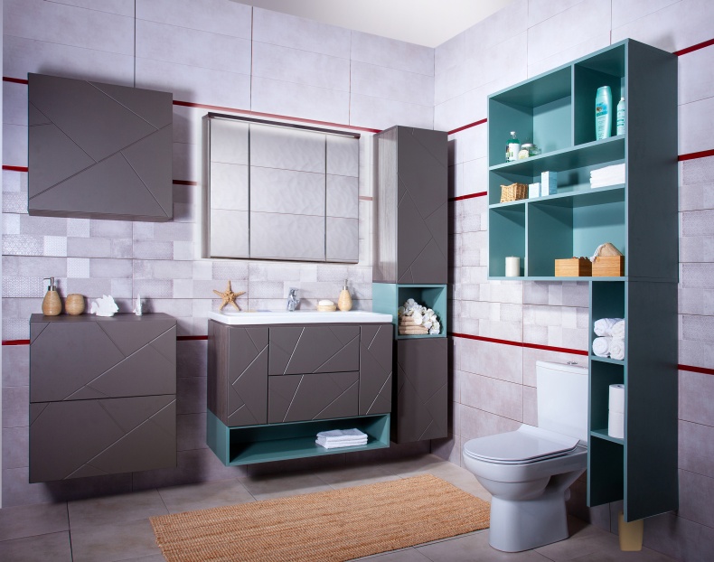 Мебель для ванной Бриклаер Кристалл 90 софт графит - 0