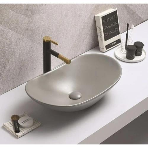 Раковина накладная CeramaLux NC 61.5 см светло-серый матовый  7811AMH-5 - 1