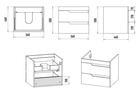 Тумба с раковиной Misty Софт 60 белая глянцевая УТ000015046 - 2