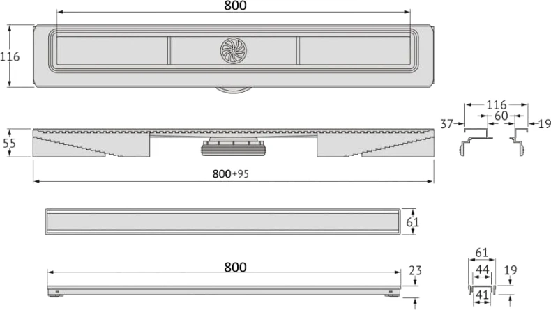 Душевой лоток Berges B1 Keramik 80 черный матовый 095019 - 1