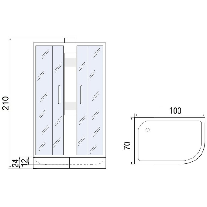 Душевая кабина с поддоном River Nara 100/70/24 MT R  10000008793 - 5