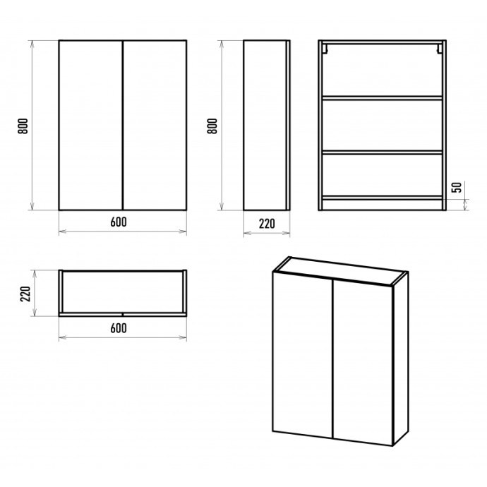 Шкаф-пенал Misty Поло 60 черный матовый О-Пол08060-014По - 2