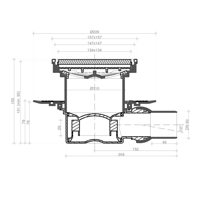 Душевой трап Pestan Confluo Standard Black Glass 1 15x15 13000089 - 1