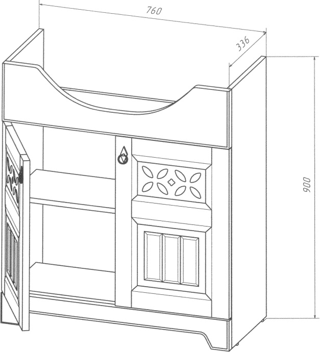 Тумба для комплекта Бриклаер Кантри 80 бежевый дуб 4627125413698 - 4