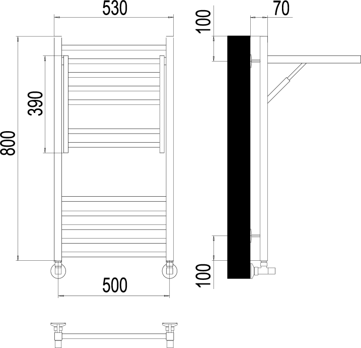 Водяной полотенцесушитель Terminus Валенсия П12 500х800 Хром 4670078529473 - 4