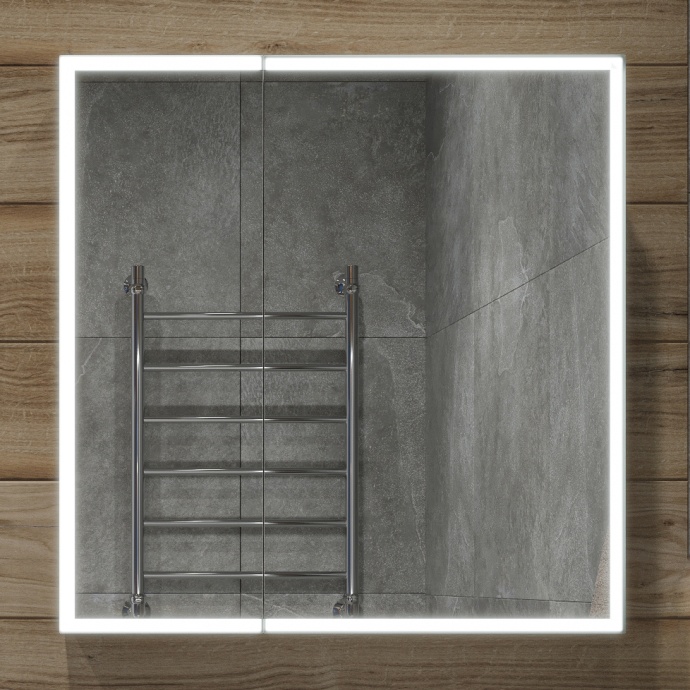 Зеркало-шкаф STWORKI Стокгольм МВК082 80, с подсветкой, прямоугольное, белое, в стиле лофт, навесное - 0