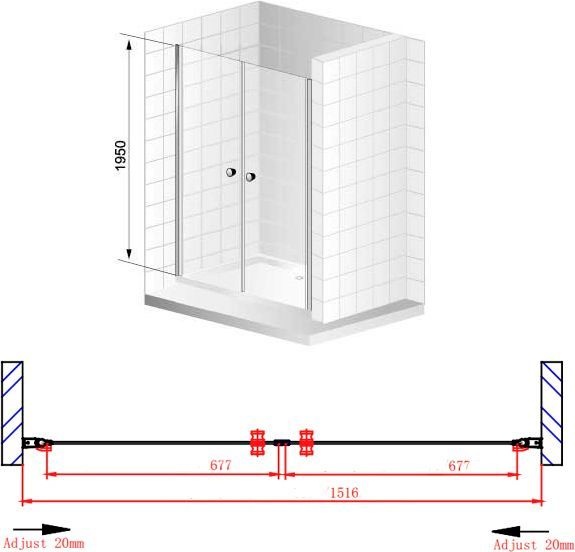 Душевая дверь Cezares Elena 160 хром стекло рифленое ELENA-W-B-2-160-P-Cr - 7