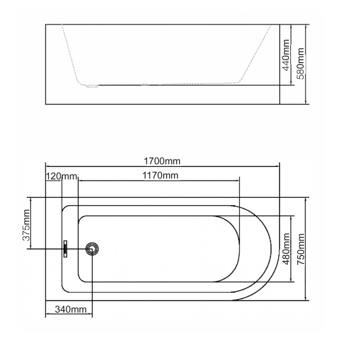 Акриловая ванна Swedbe Vita 170х75 белый  8842 - 5