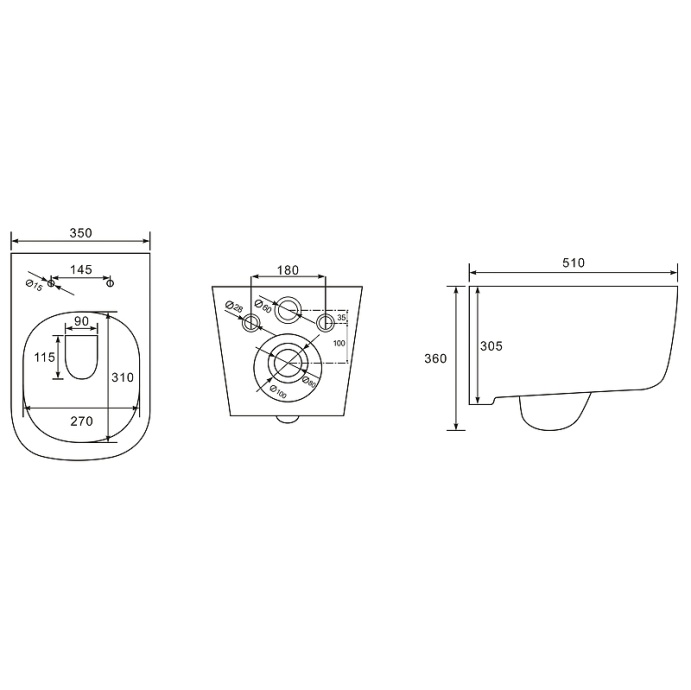 Унитаз подвесной beWash Schutz белый с сиденьем микролифт BKWHR002510 - 3