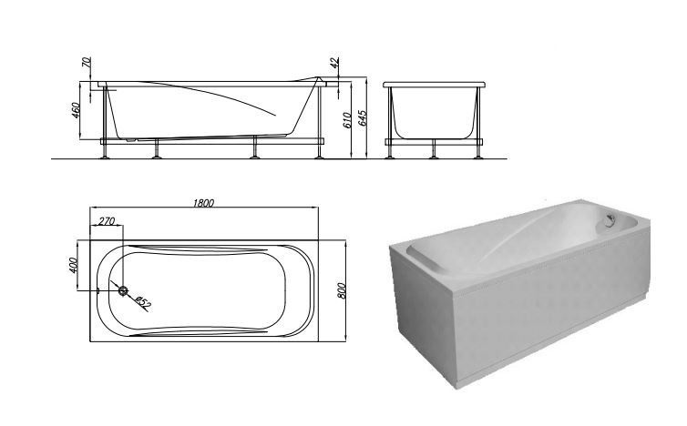 Ванна акриловая Kolpa San String 180x80 белый 519180 - 3