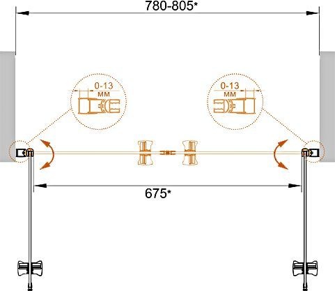 Душевая дверь в нишу Cezares Eco O B-2-80-C-Cr стекло прозрачное ECO-O-B-2-80-C-Cr - 6