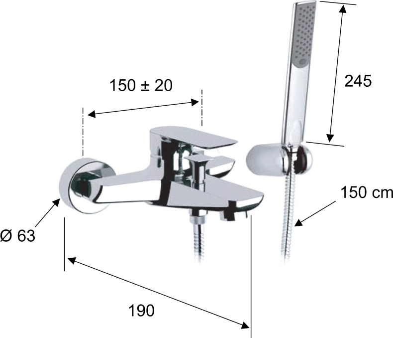 Смеситель для ванны с душем Remer Infinity I02 - 1