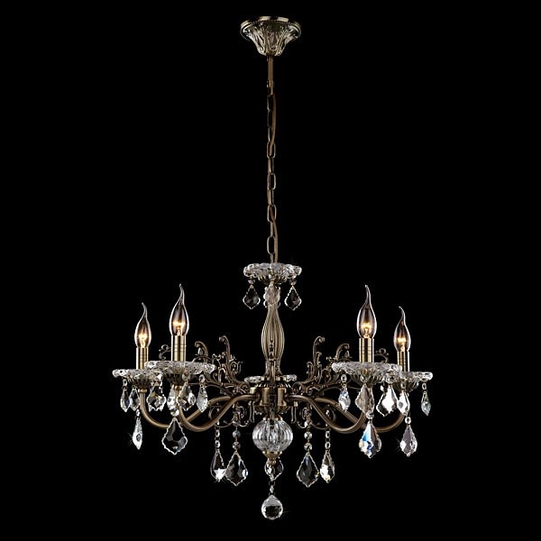 Подвесная люстра Eurosvet Elisha 3281/5 античная бронза/прозрачный хрусталь Strotskis - 1