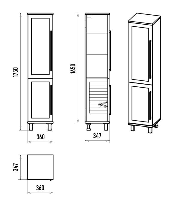 Шкаф - пенал Misty Модерн 35 с бельевой корзиной универсальный левый П-Мод05035-011Л - 5