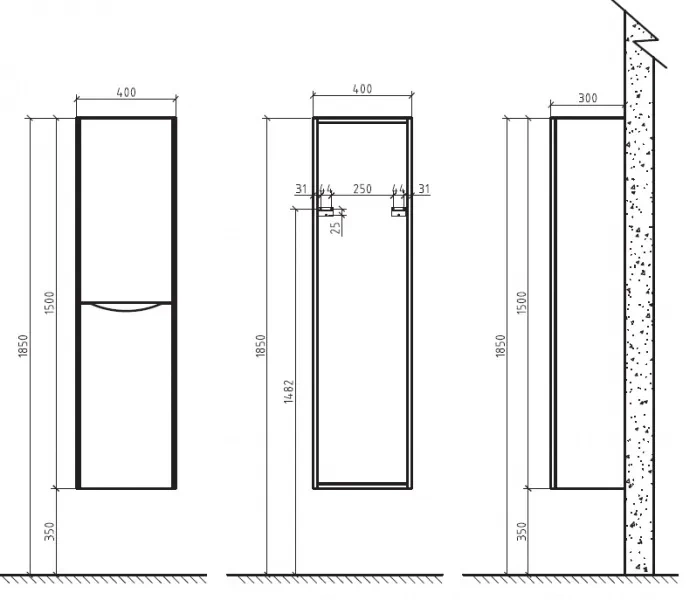 Шкаф-пенал Belbagno Ancona-n 150х40 Rovere Moro  ANCONA-N-1500-2A-SC-RW-L - 1