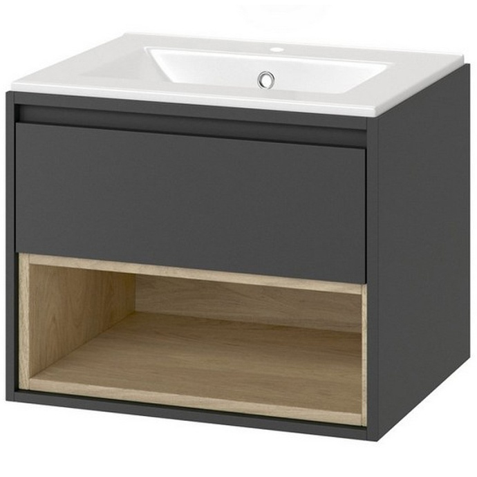 Тумба под раковину EXCELLENT Tuto 60 серый - светлое дерево MLEX.0101.600.GRBL - 0